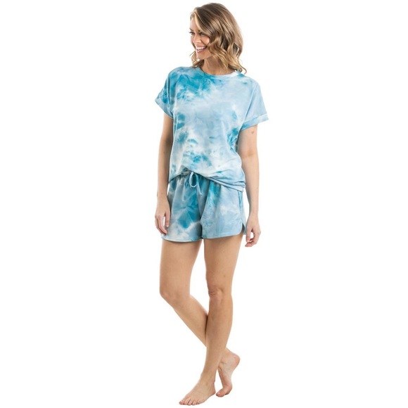 New NWT TEAL AND WHITE TIE DYE LOUNGEWEAR SET - SMALL **Last one!!** - Picture 2 of 3